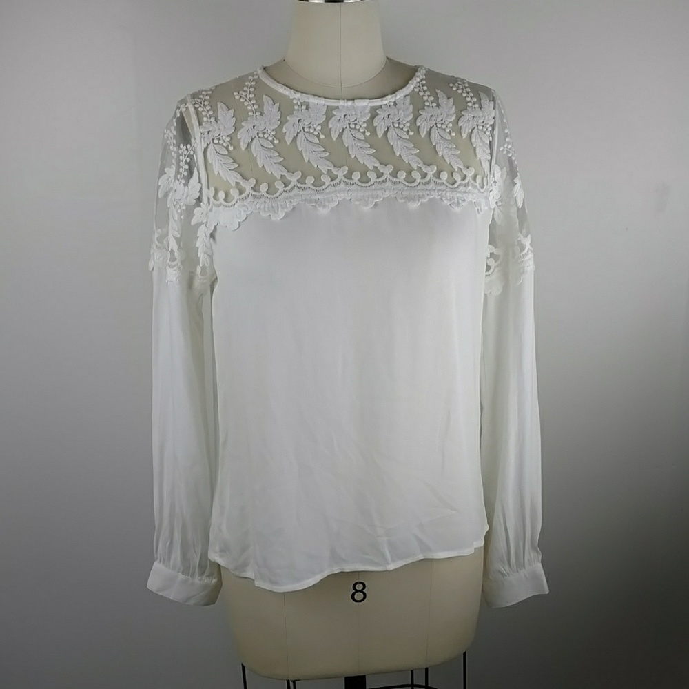 NWT White Lace Blouse with Long Sleeves Forever 21
